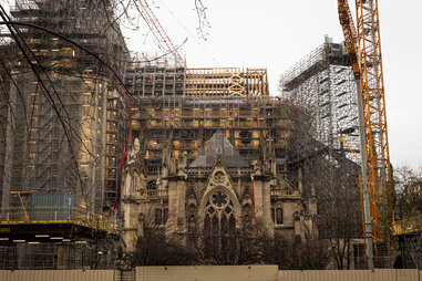 View of Notre-Dame Cathedral during renovation work