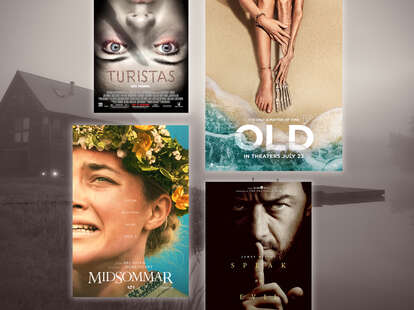 Movie posters for Speak No Evil, Turistas, Midommar, and Old