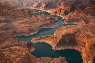 lake powell winding canyons from above