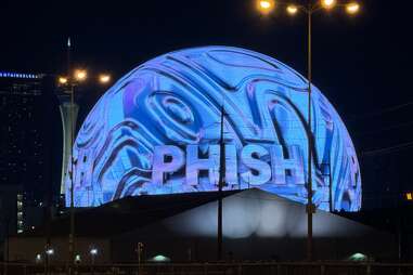 sphere in las vegas with phish logo on the outside screen