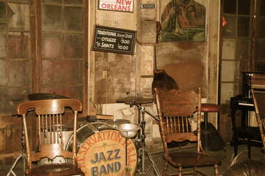 preservation hall jazz band drum kit and chairs