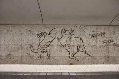 Östermalmstorg Stockholm metro concrete artwork