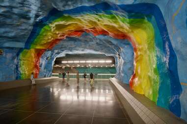 Stadion rainbow mural Stockholm metro