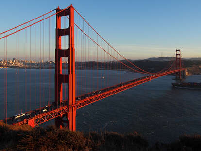 golden gate bridge looking at san francisco from the north side of the bay area