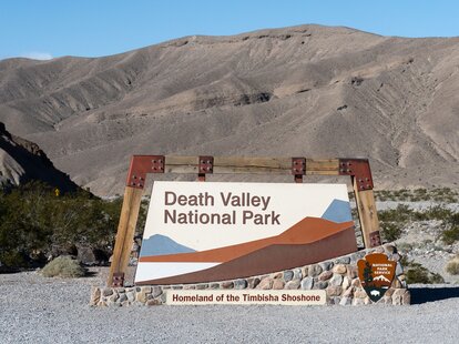 Entrance sign to Death Valley National Park, California.