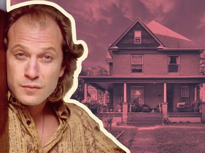 a collage of buffalo bill house, silence of the lambs