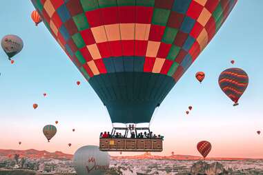 colorful hot air balloons floating in the air 