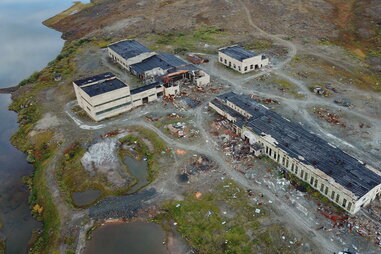 site of russian superdeep borehole from aerial view