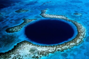 samaesan hole thailand from aerial view blue