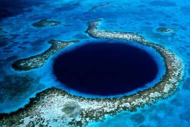 samaesan hole thailand from aerial view blue