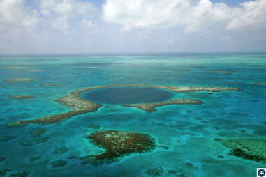 blue hole in belize aerial