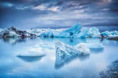 chunks of floating ice at Jökulsárlón glacial lagoon in iceland