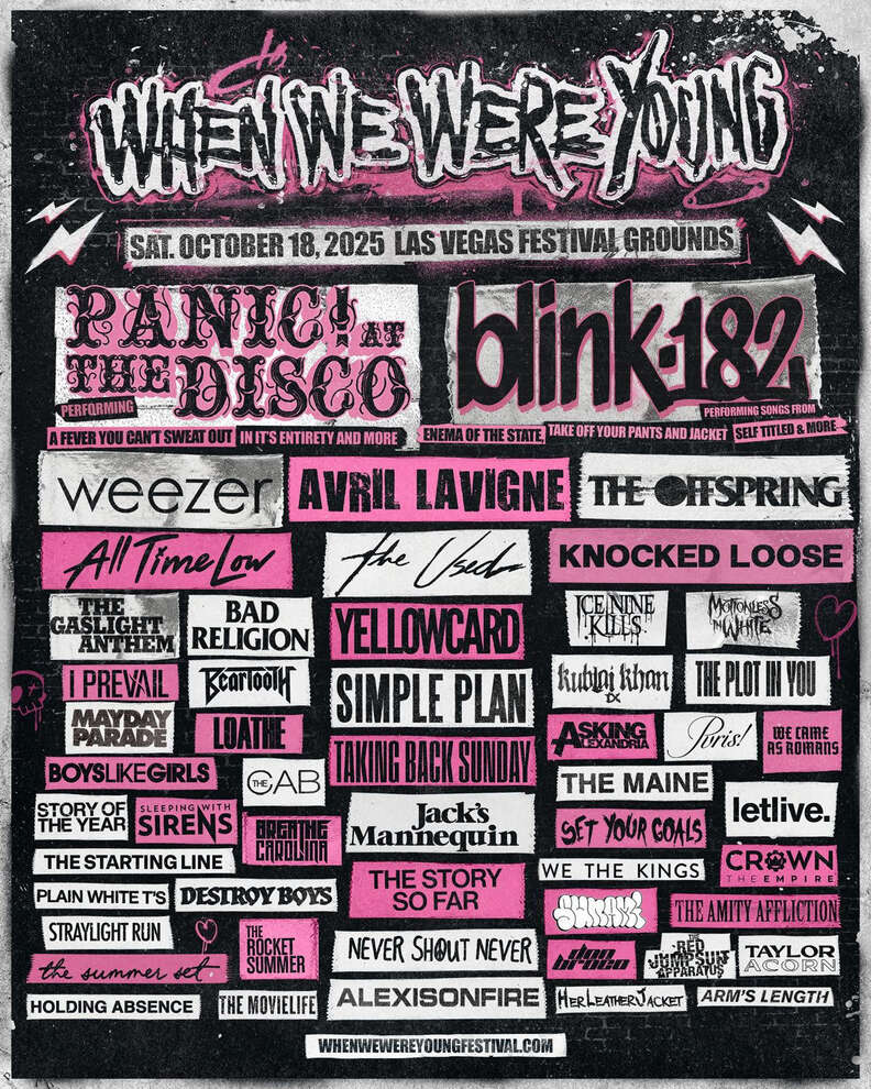 A lineup showing the When We Were Young performers for October 2025.