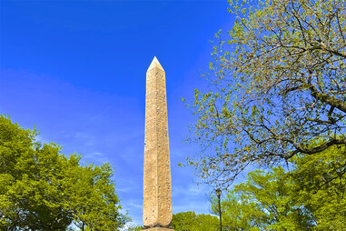 Looking up at the Obelisk, also known as Cleopatra&rsquo;s Needle, in Central Park, New York.