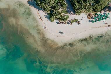 drone shot of the beach in playa del carmen mexico