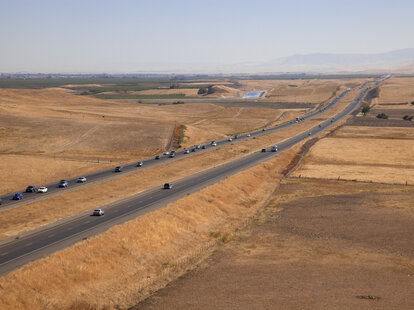 the 5 freeway through the central valley in california
