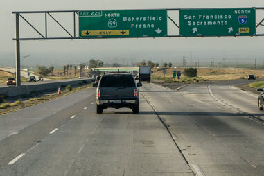 5 and 99 freeway split in the central valley of california