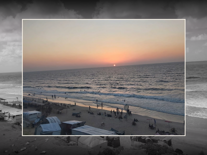 A photo of the beach at sunset in Deir al-Balah
