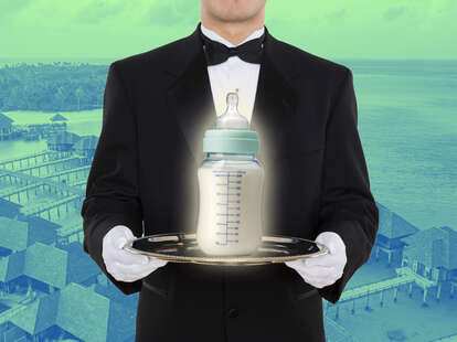 butler with baby bottle