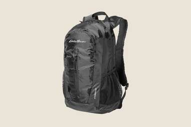 A black collapsible backpack