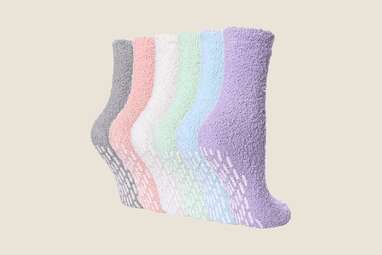 Pastel colored fuzzy socks