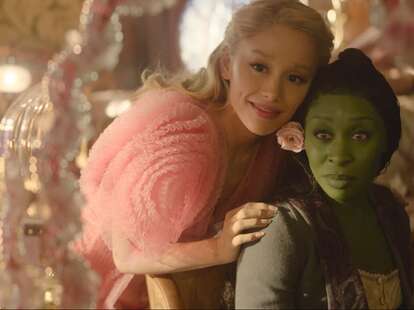 Ariana Grande and Cynthia Erivo, respectively as Galinda and Elphaba in Wicked (2024).