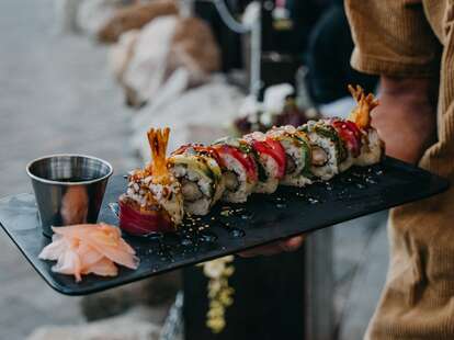 extreme sushi roll from shelter distilling in mammoth lakes, ca