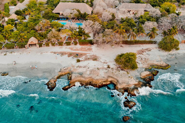 An aerial view of Tierra Bomba&rsquo;s Blue Apple Beach Club.