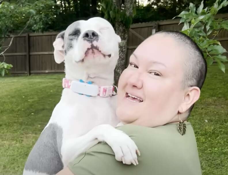 dog hugging parent 