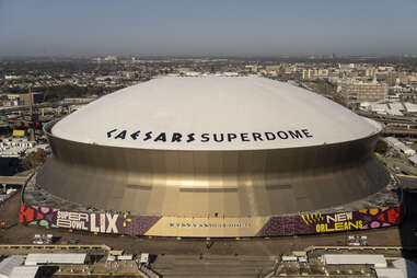 caesars superdome in new orleans in preparation for the 2025 super bowl