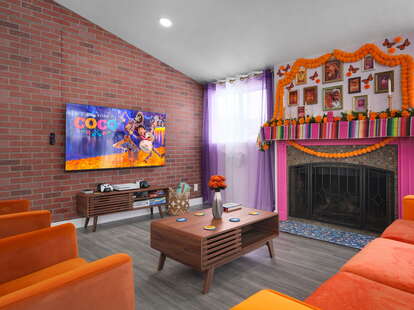 interior of a coco themed airbnb near disneyland in orange county