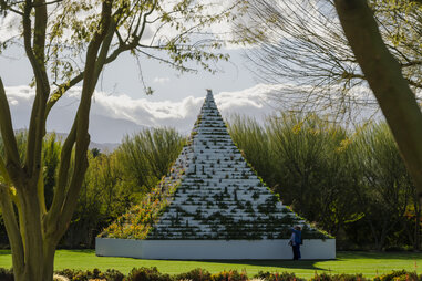 living pyramind of plants for desert x in the coachella valley
