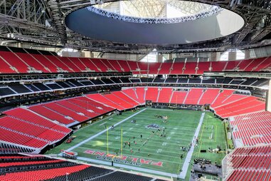 interior of the atlanta falcons football stadium, the mercedes-benz stadium in atlanta georgia
