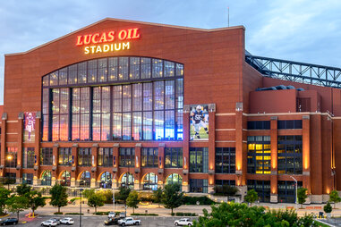 lucas oil stadium in indianapolis from the outside in late afternoon