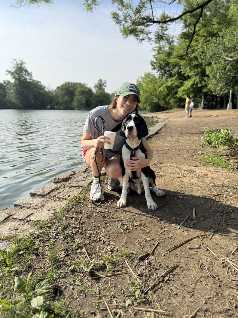 dog and his mom at the park