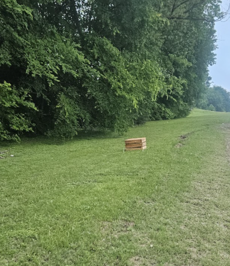crate on the side of the road