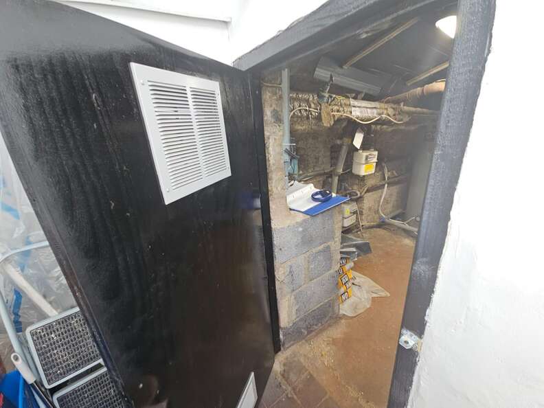 Boiler room where the cat family was discovered