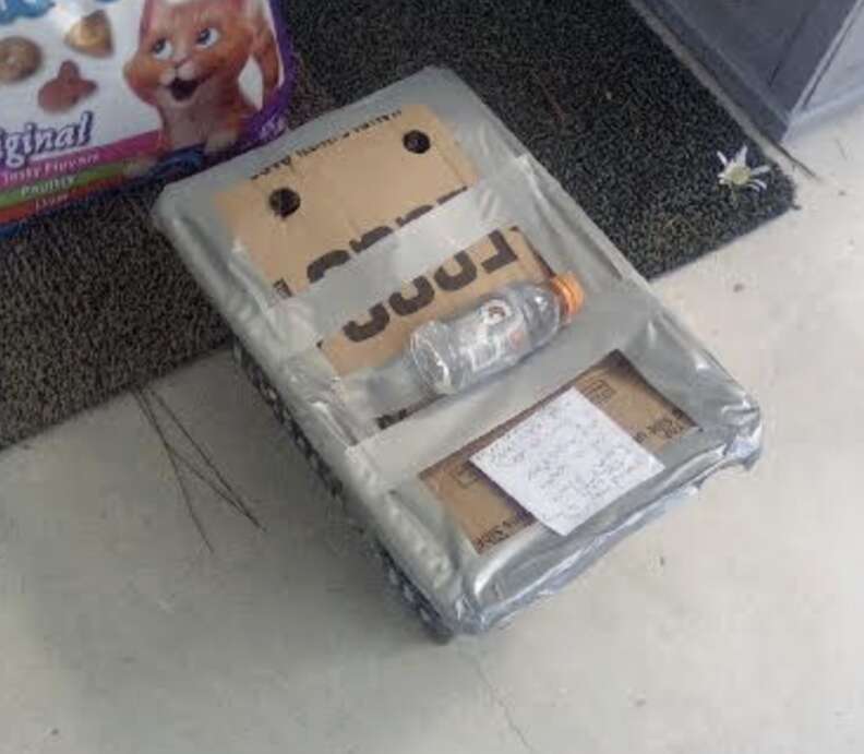 Mysterious grocery basket with note