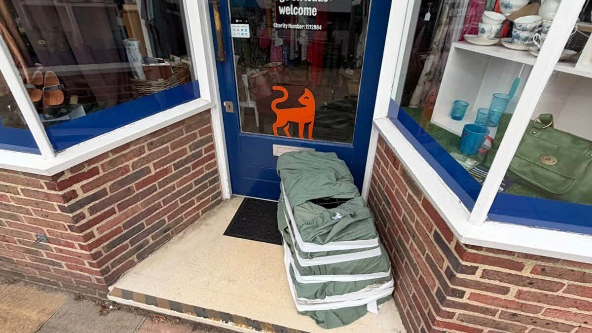 box outside of shop