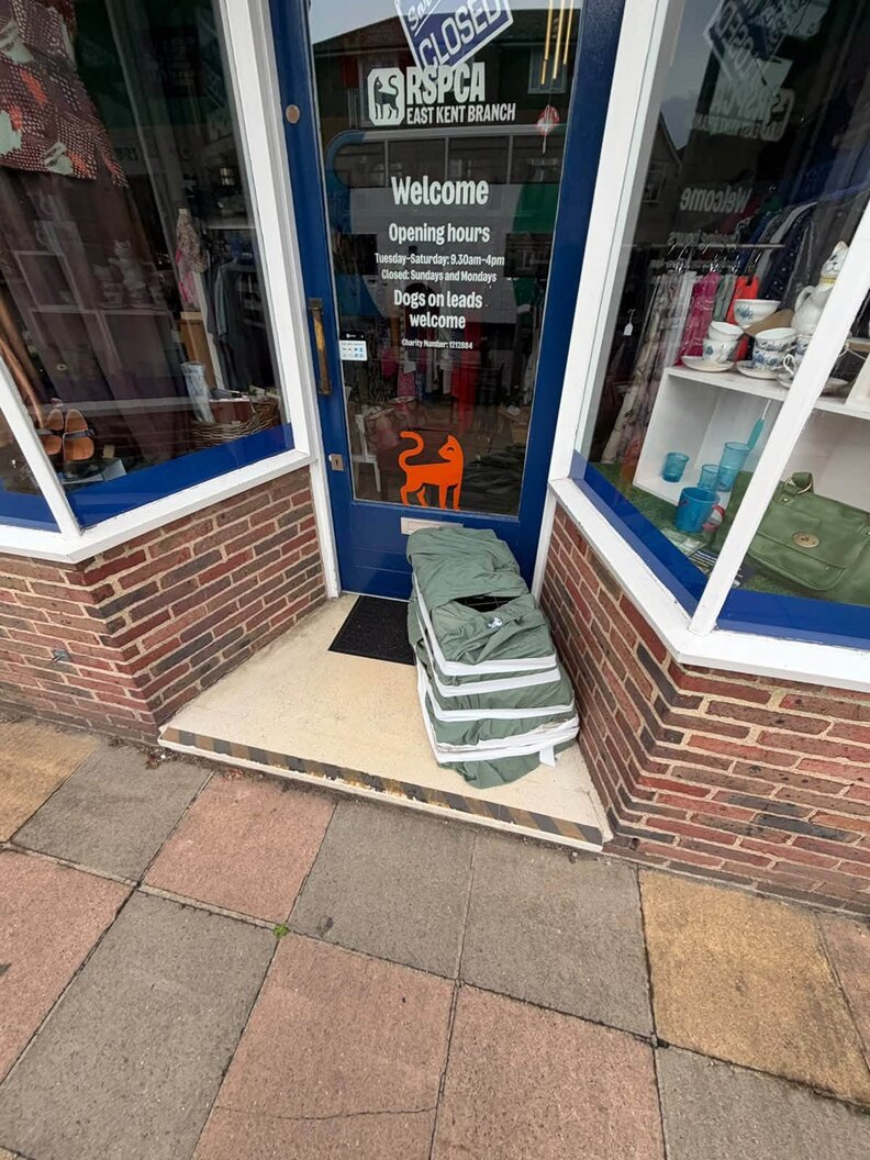 box abandoned outside of shop