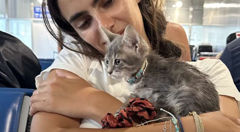 Gozlan after rescuing the kitten