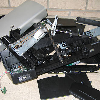 smashed copy machine