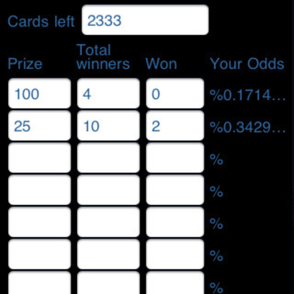 Pull tab on sale odds calculator