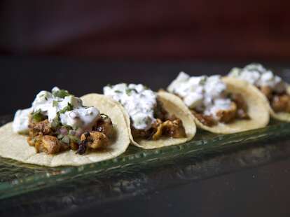 Tacos with crema.