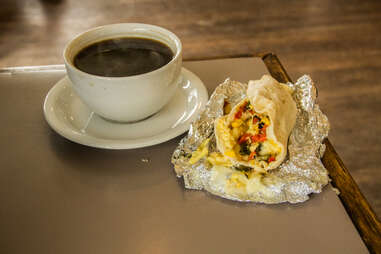 Breakfast tacos at Thunderbird Coffee