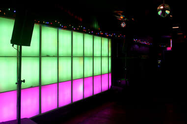 A glowing wall at the Dolphin Tavern in Philadelphia