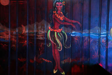 A hula girl mural at the Dolphin Tavern in Philadelphia