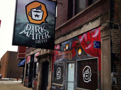 Exterior of Dark Matter Coffee express bar in West Town