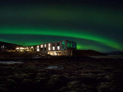 ION Iceland at night, with the northern lights 