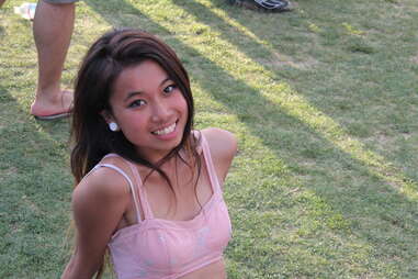A girl poses at Coachella 2013